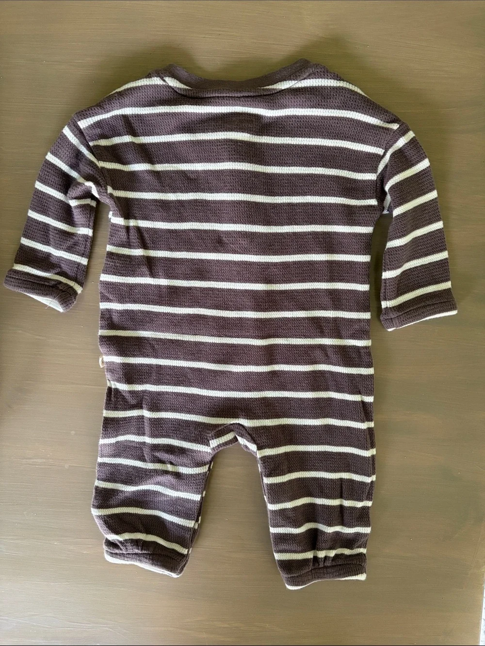 GAP Baby Striped Brown & Cream Long Sleeve Romper Size 0-3 months